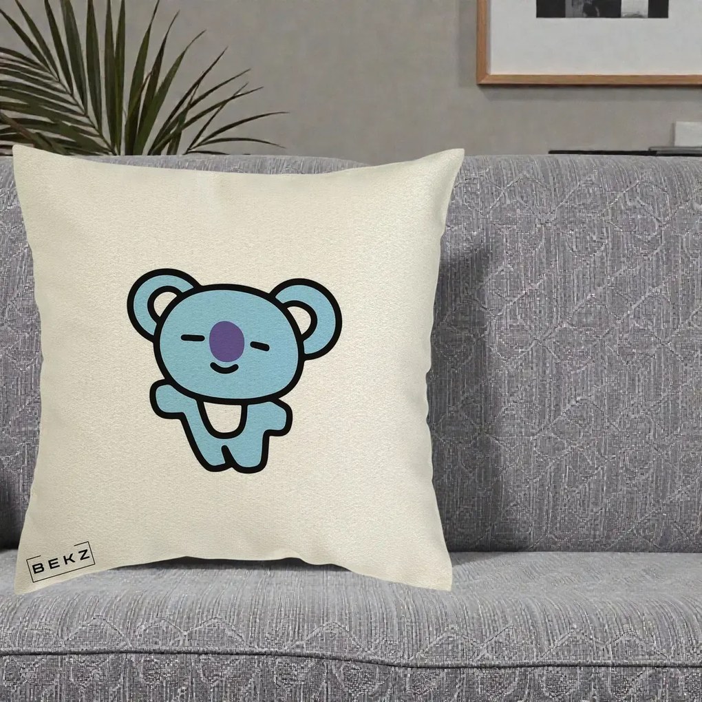 Perna Personalizata BT21 Koya Kawaii, 40x40 cm, Ecru, Husa Detasabila, Perna Inclusa, BEKZ®