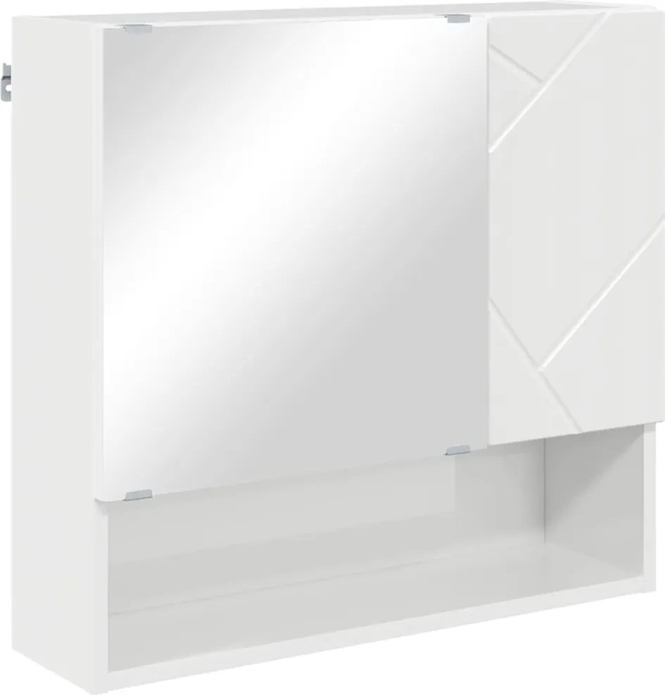 vidaXL Dulap cu oglindă Alb lucios 59 x 17 x 55 cm Lemn compozit