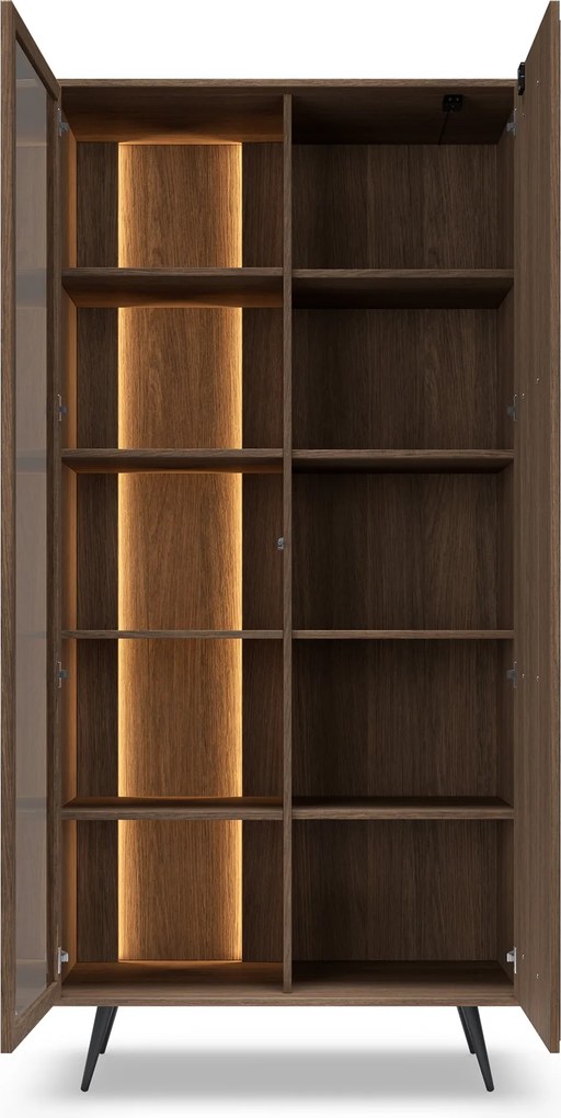 Vitrină înaltă Flaro 93 cm cu iluminare - stejar Dunin