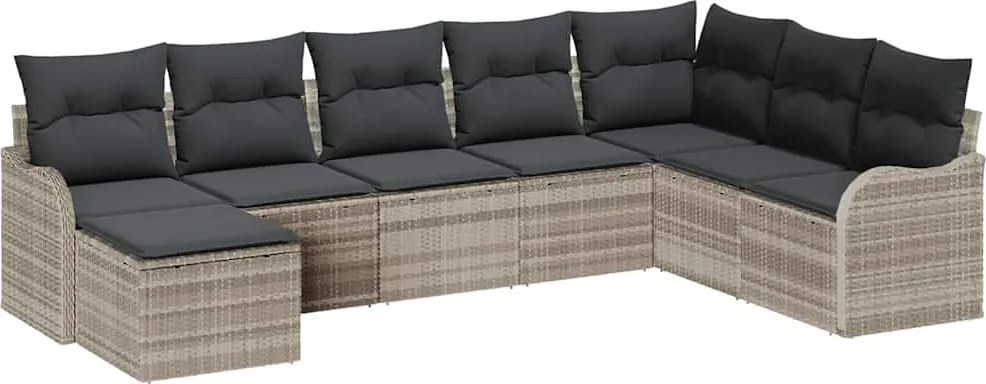 vidaXL Set de canapele pentru grădină 8 pcs Gri deschis Rattan poli