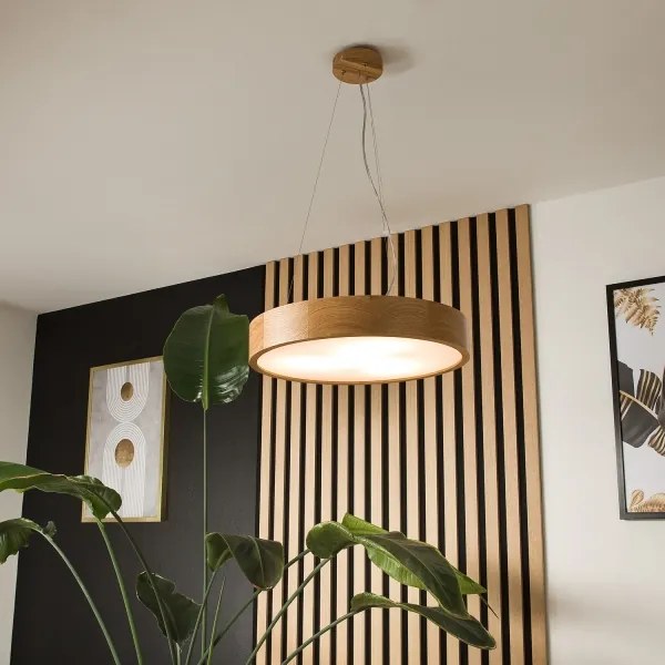 Candelabru pe cablu OAK 3xE27/60W/230V stejar Ø 47,5 cm