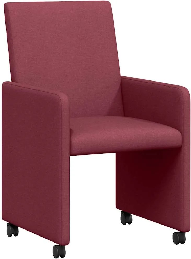 vidaXL Scaune de dining cu roți 2 pcs bordo 57 x 66 x 94 cm țesătură