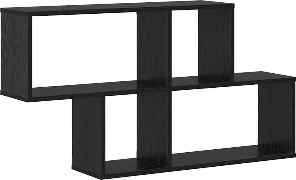 vidaXL Raft de perete cu raft Pe perete Negru Lemn compozit