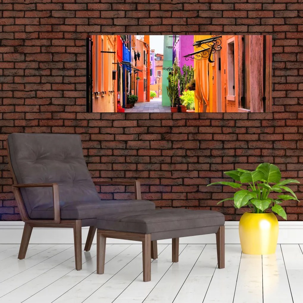 Tablou cu străduță colorata italiană (120x50 cm)