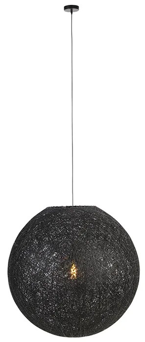 Lampă suspendată rustică neagră 80 cm - Corda
