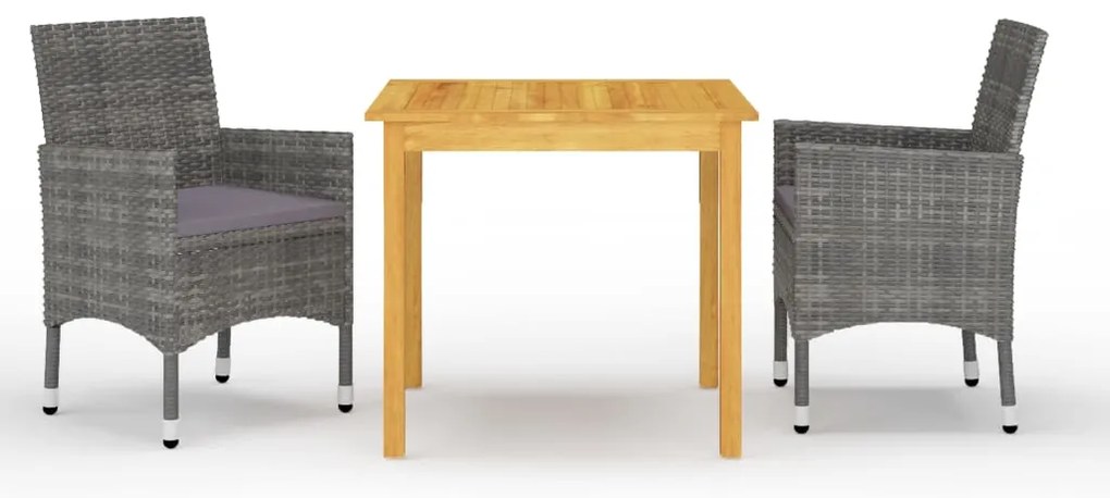 vidaXL Set mobilier de grădină, 3 piese, gri