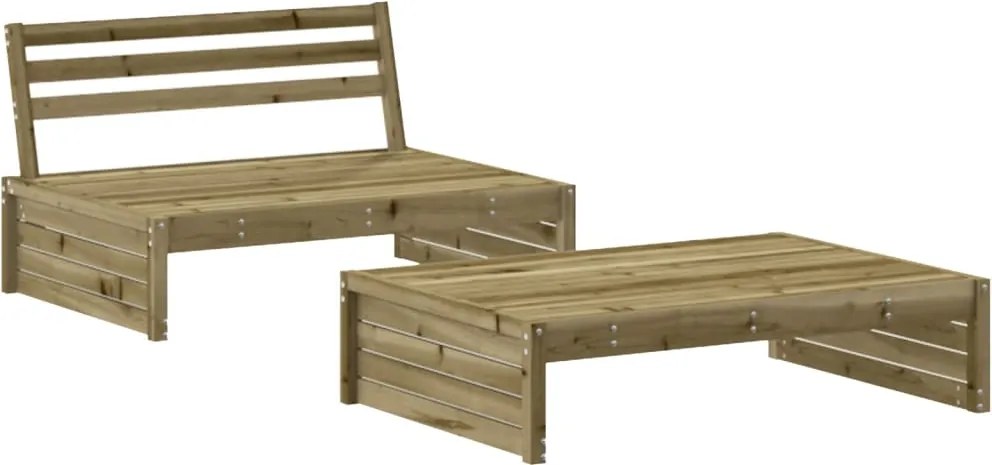 vidaXL Set mobilier relaxare de grădină, 2 piese, lemn de pin tratat