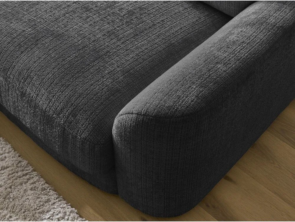 Colțar negru cu tapițerie din chenille (cu colț pe partea stângă/cu șezlong) Leonore – Bobochic Paris