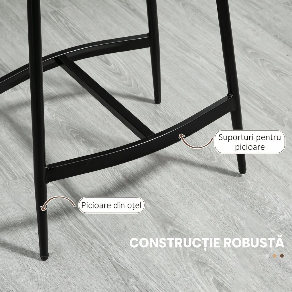 HOMCOM Set 2 Scaune de Bar în Stil Industrial, din Piele Ecologică, 48.5x38.5x68.5 cm, Negru și Maro | Aosom Romania