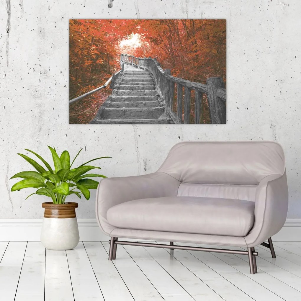 Tablou - Scări în natură, portocaliu (90x60 cm)
