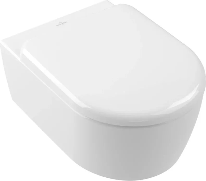 Set vas WC suspendat Villeroy&Boch Skyla Combi-Pack Rimless TwistFlush cu capac softclose alb Alpin CeramicPlus