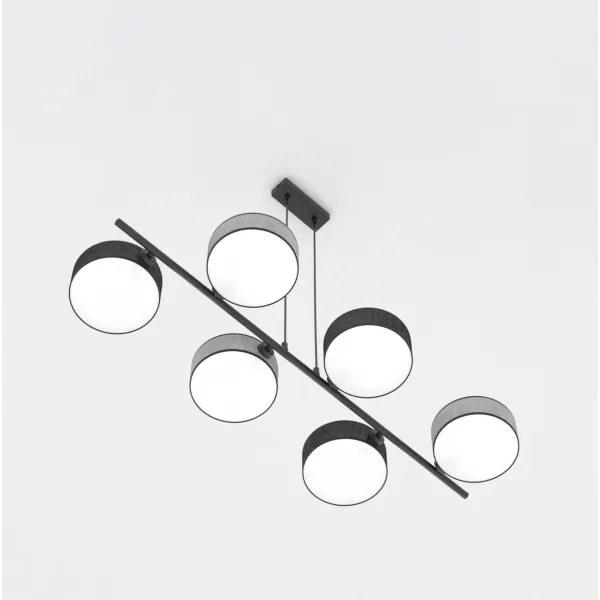 Lustră pe cablu DRUMZ 6xE14/10W/230V negru/gri