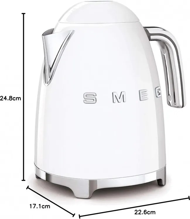 Fierbator electric SMEG KLF03WHEU, 2400W, 1.7 l, Oțel inoxidabil, Filtru lavabil, Auto. off, Alb