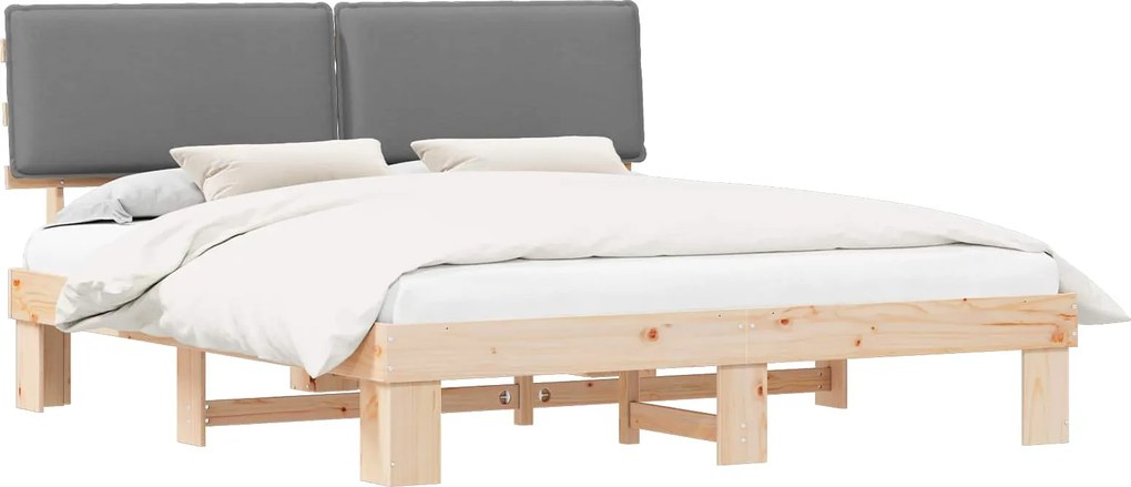 vidaXL Cadru de pat cu tăblie tapițată Gri deschis 180 x 200 cm