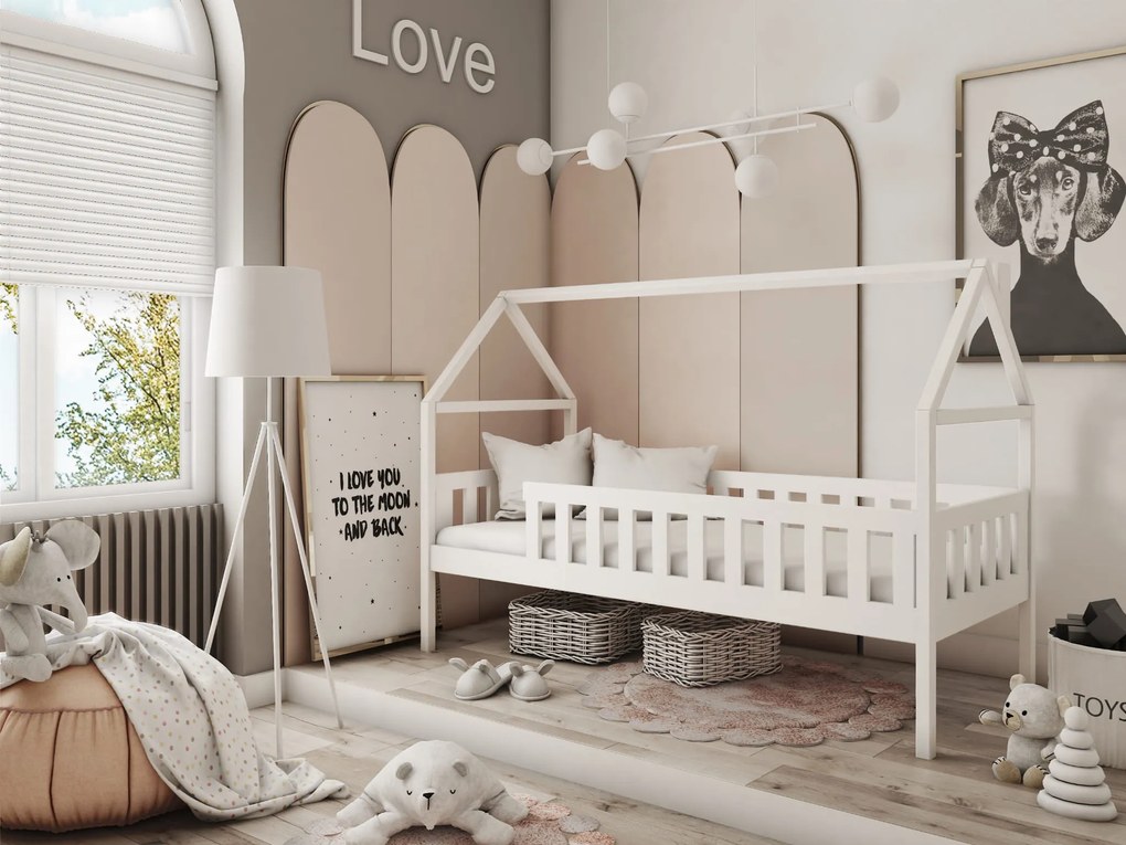 Pat pentru copii 80 x 160 Donnira (cu somieră) (Alb). Promo -10%. 1040110