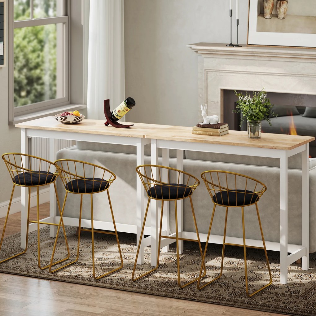 HOMCOM Bartbord, Aspect de stejar, compact, spatiu pentru 2 persoane, Lemn de Caucaic+ Alb | Aosom Romania