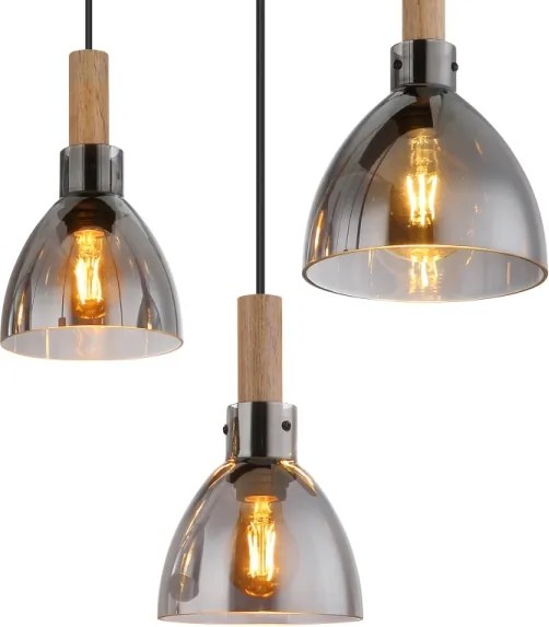 Globo 15550-6H - Lustră suspendată pe cablu MATTEA 6xE27/6W/230V negru/fumuriu