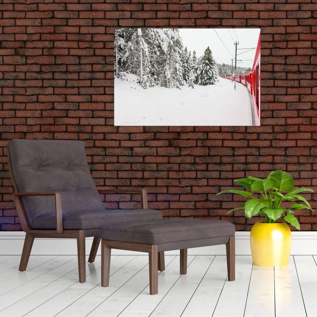 Tablou - Tren într-un peisaj înzăpezit (90x60 cm)