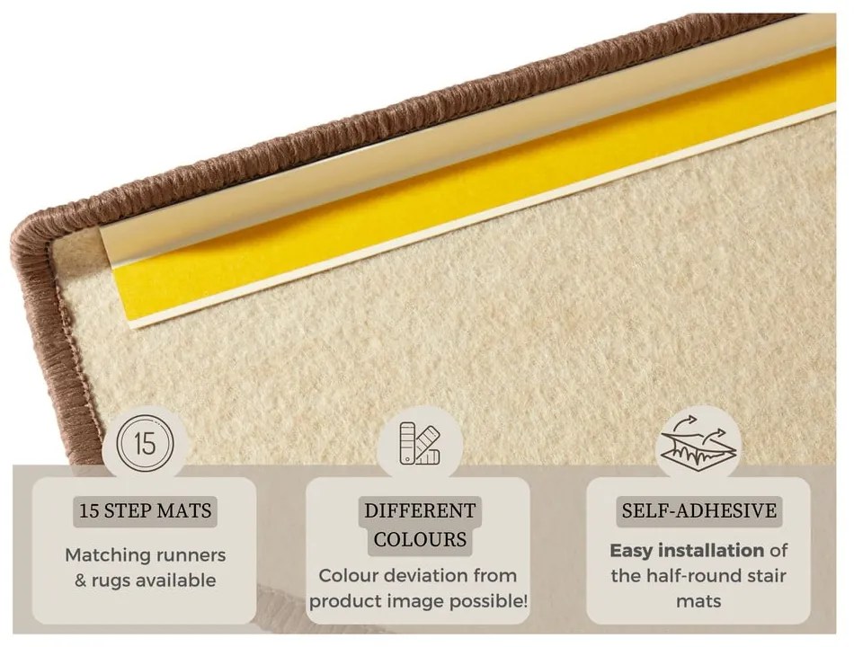 Set 15 covorașe pentru trepte Hanse Home Fancy, 23x65 cm, maro
