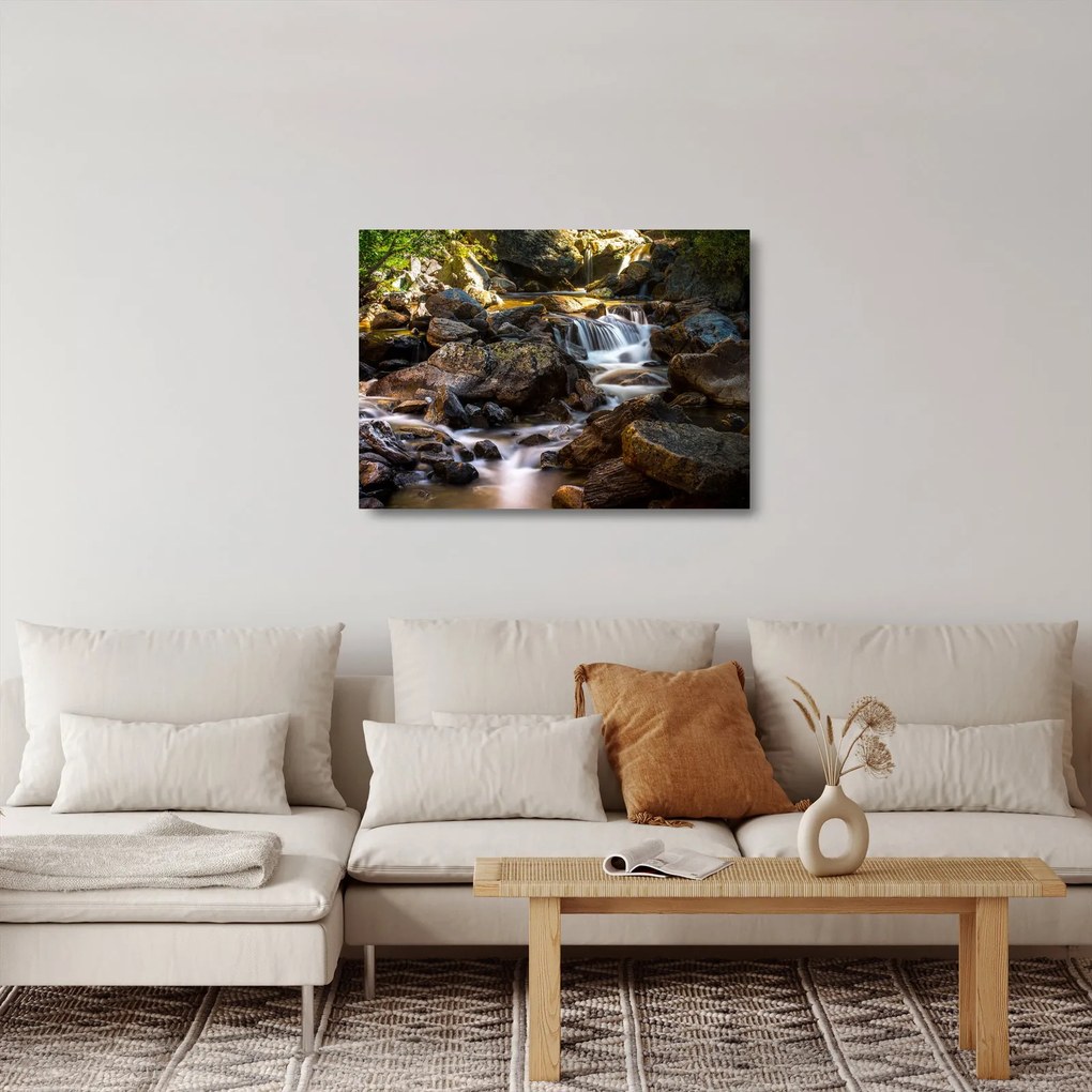 Tablou pe sticlă cu râul pietros (70x50 cm)