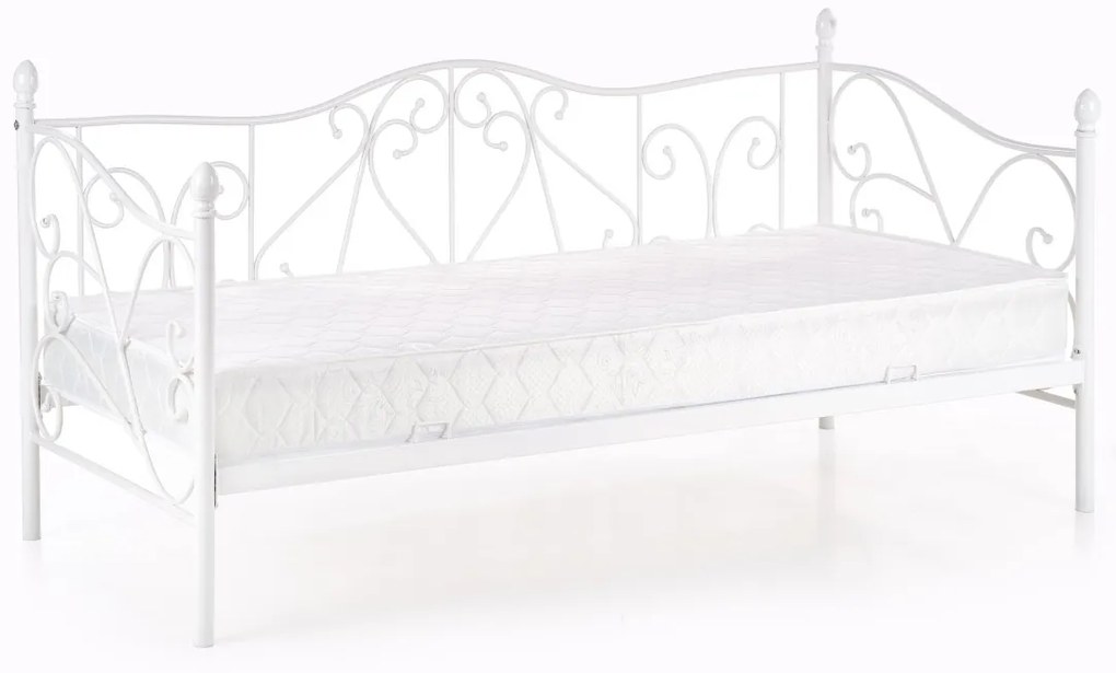 Pat / divan metal Sumatra alb - 90x200 cm