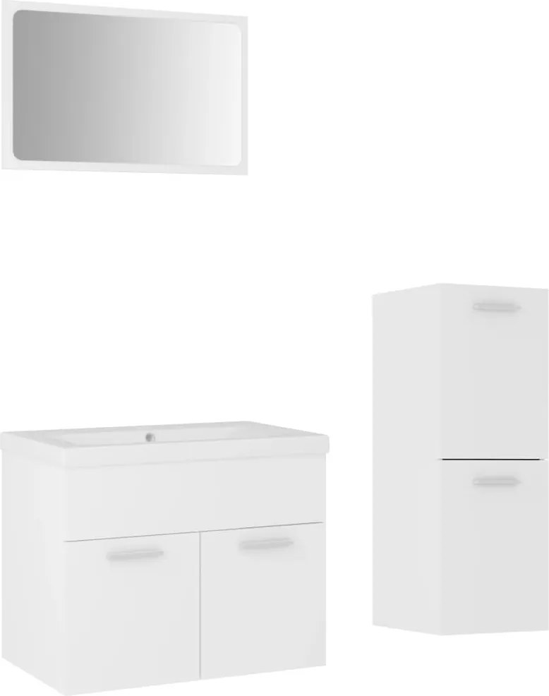 vidaXL Set mobilier de baie, alb, lemn prelucrat