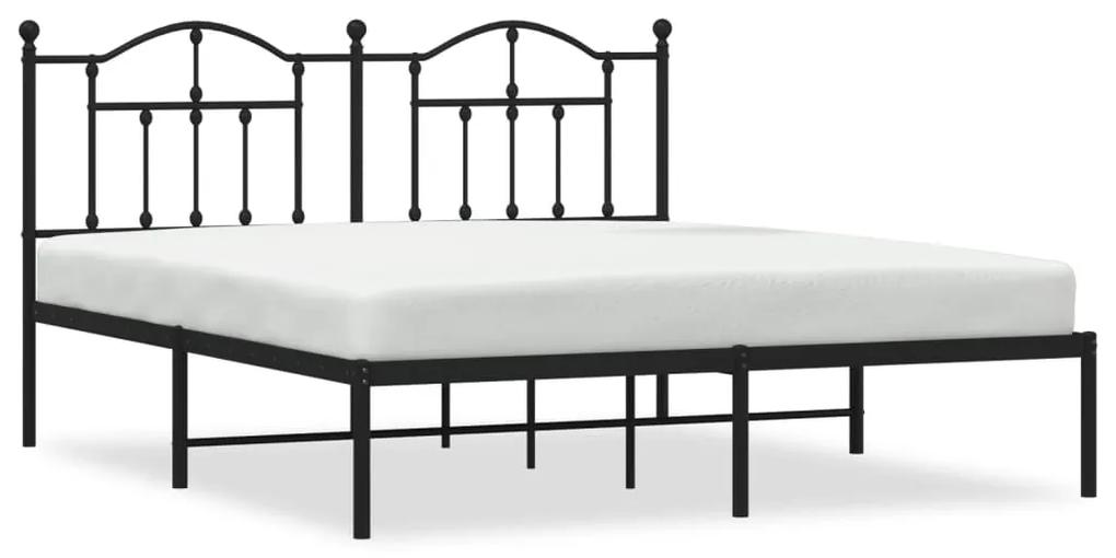 353443 vidaXL Cadru de pat metalic cu tăblie, negru, 180x200 cm