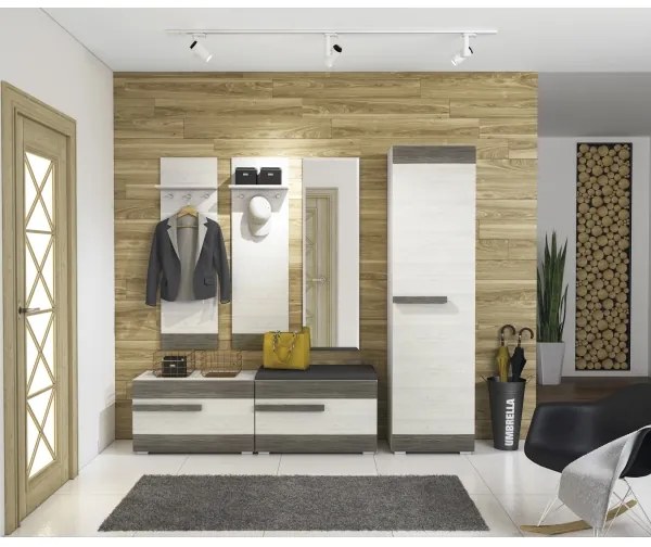 Cuier de perete SARPA 136x40 cm alb/maro