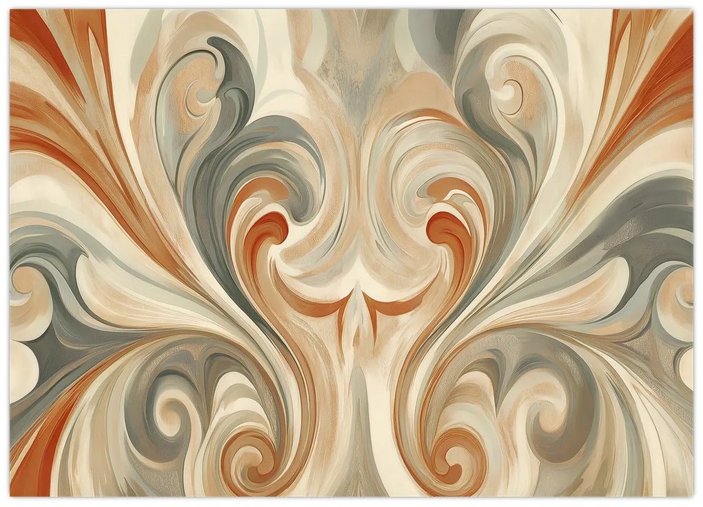 Tablou pe sticlă - Vârtejuri în culori pământii (70x50 cm)