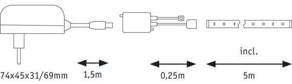 Bandă dimabilă Paulmann 70480 LED RGBW/16,5W DIGITAL 5 m 230V + telecomandă