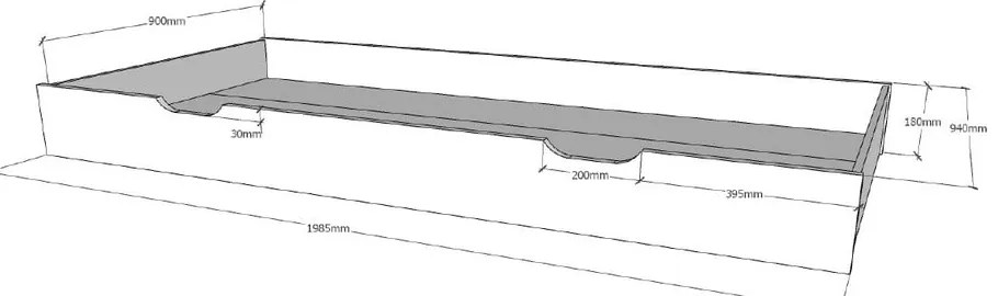 Sertar pentru pat de copii gri antracit 90x200 cm DALLAS – Vipack