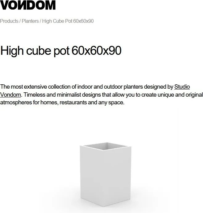 Ghiveci plante design decorativ modern exterior / interior CUBE POT 60x60x90cm