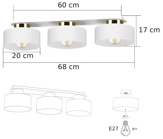 Plafonieră IGNIA 3xE27/60W/230V albă