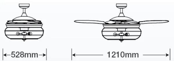 Ventilator LED de tavan FANAWAY 212921 INDUSTRI 3xE27/4W/230V maro + telecomandă