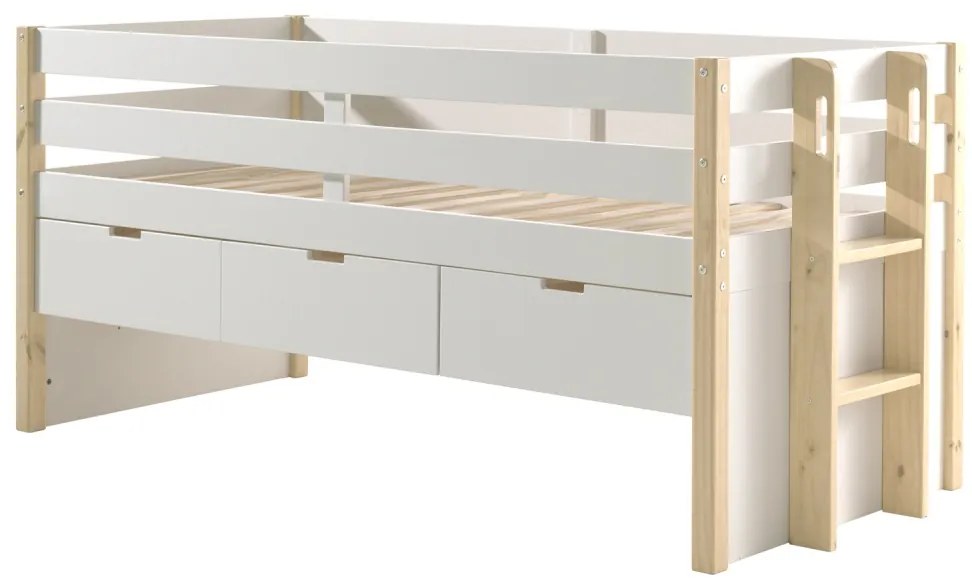 Set MARGRIT format dintr-un Pat copii cabină (90 x 200 cm) cu 3 sertare și un sertar de Pat copii.