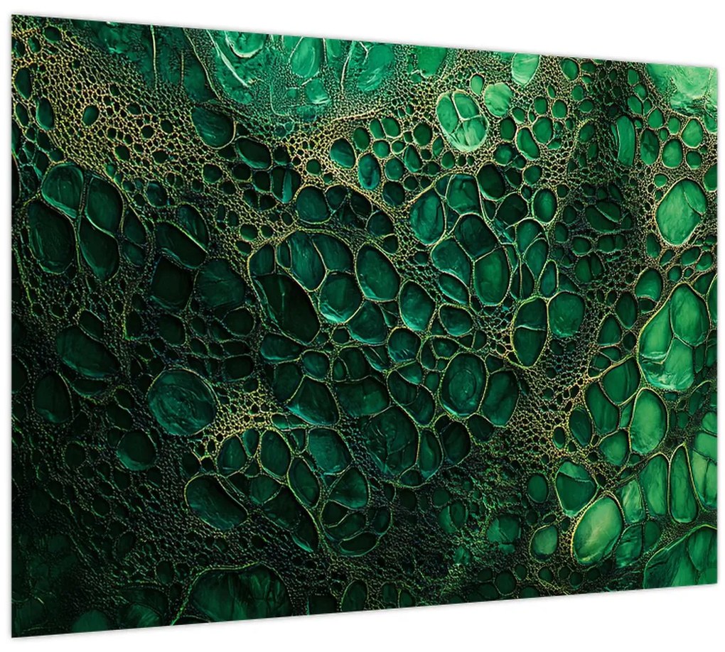 Tablou pe sticlă - Imagine microscopică verde (70x50 cm)