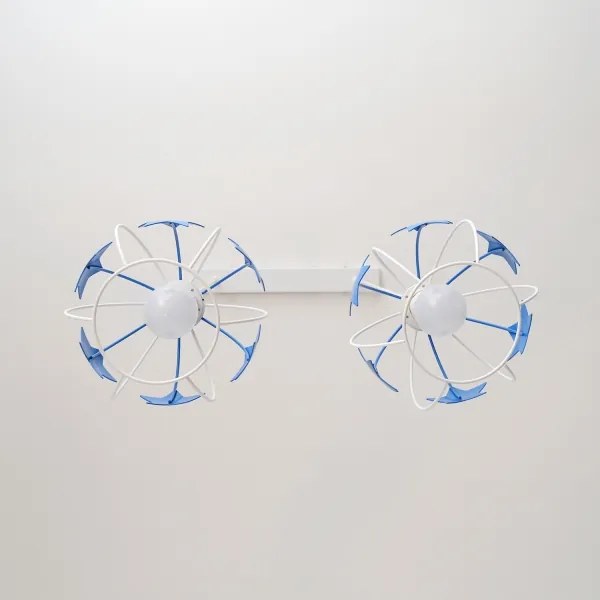 Lustră pe cablu pentru copii STARS 2xE27/15W/230V albastru/alb