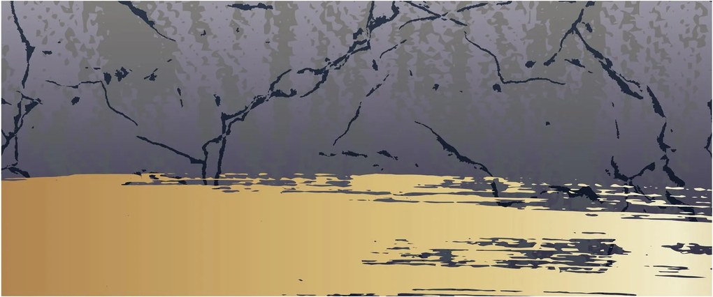 Tablou - Albastru și aur abstracție N⁰1 (120x50 cm)