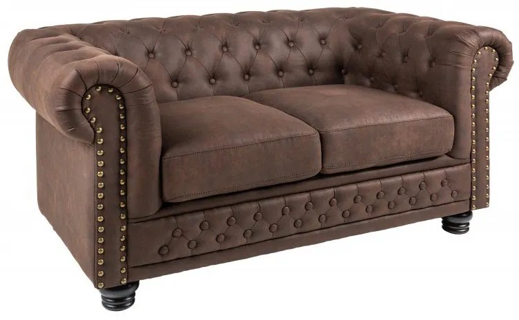 Canapea clasica stil englezesc Chesterfield II 2 locuri, maro vintage