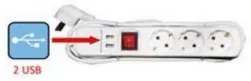Prelungitor cu 3 prize si USB 15-315135