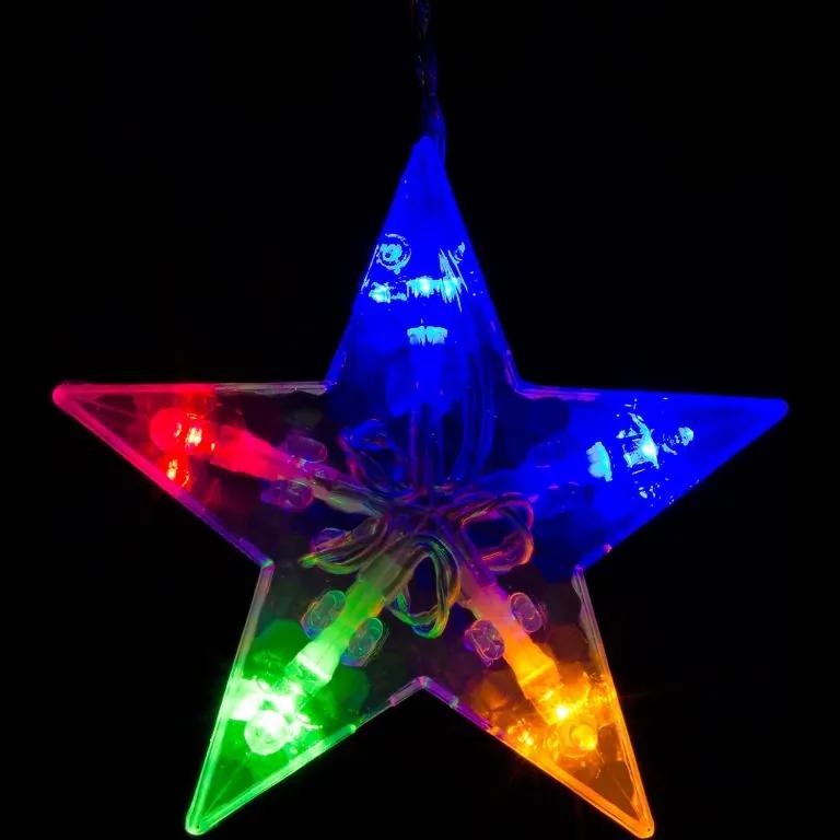 Perdea de Crăciun - 5 stele, 61 LED-uri, colorate, controler