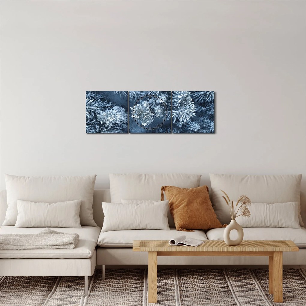 Tablou - Pădure înzăpezită (cu ceas) (90x30 cm)