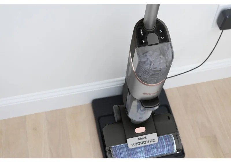 Aspirator vertical Shark HydroVac WD210EU, 170W, 0.5 L, 88 m², Auto-curatare, Autonomie 25 min, Gri