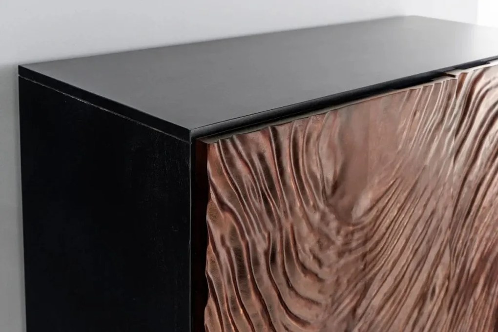 Comoda, Bufet cu model 3D, Lemn Salcam, Maro, FLUID 110cm