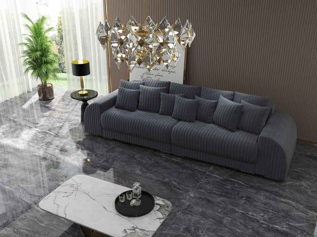 Canapea extensibilă dumonde cu 2 lăzi de depozitare si sezut confortabil din spuma high-density, Verona Ambience Grey 310x100 cm