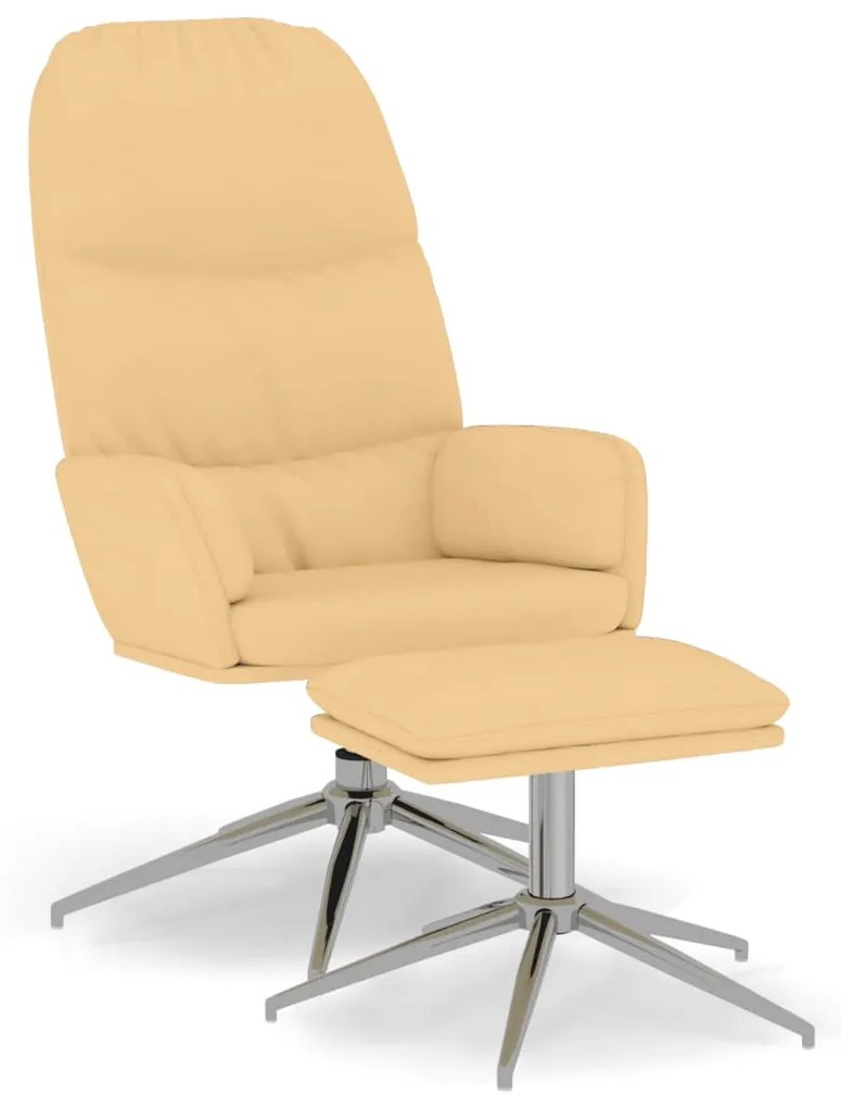 3097380 vidaXL Scaun de relaxare cu taburet, alb crem, imitație piele întoarsă