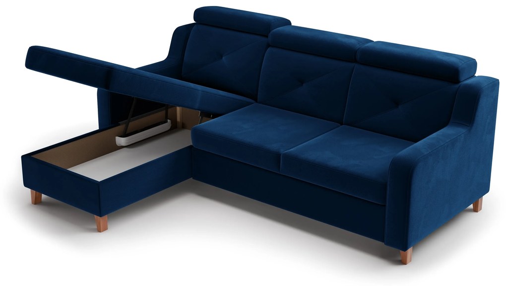 Colțar extensibil Laksaro pe stânga - catifea albastră Trinity 31