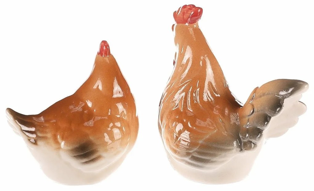 Decorațiuni ceramice Hen și robinet, 8 x 8 x 6 cm,set de 2