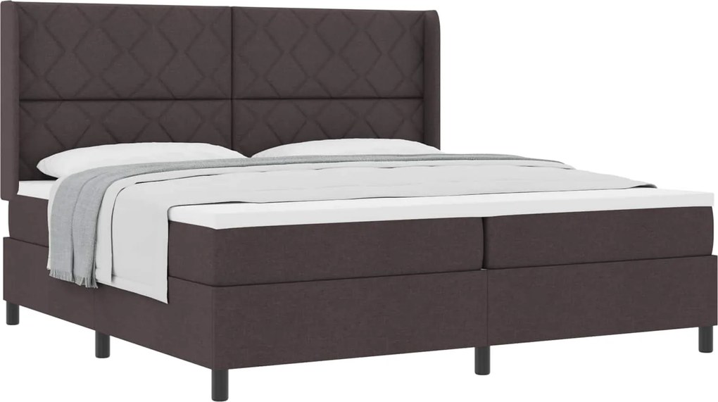 vidaXL Pat cu arcuri cu saltea Maro închis 200 x 200 cm țesătură