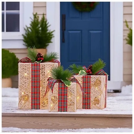 Solight 1V291 - Set de 3 LED-uri, lumini de Crăciun 48xLED/3,6W/230V IP44 alb cald